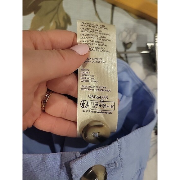 Anthropologie Maeve Collete Pants Wide Leg Cropped Light Blue Sz 29 Casual Linen - Picture 9 of 9